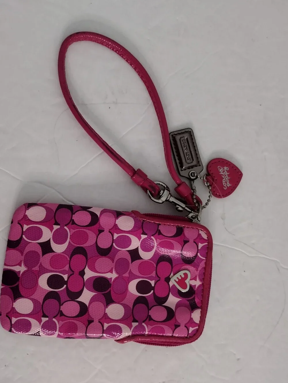 Vintage Y2K Coach Peyton Poppy Dream C Case Wristlet Pink Purple Monogram Rare - Picture 3 of 8